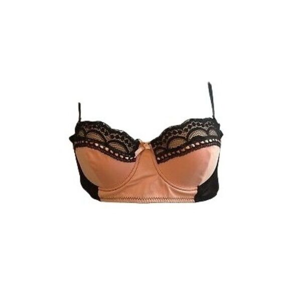 Hers By Herman Womens Peachy Black Lace Padded Adjustable Strap Push Up Bra Size - Picture 1 of 6